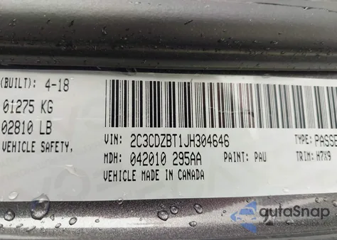 2018 Dodge Challenger R/T Shaker from USA, damaged, VIN 2C3CDZBT1JH304646